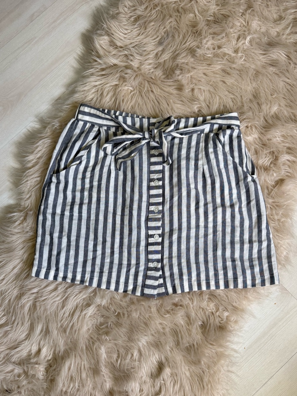 Charlotte Russe Striped Button-Front Mini Skirt with Tie